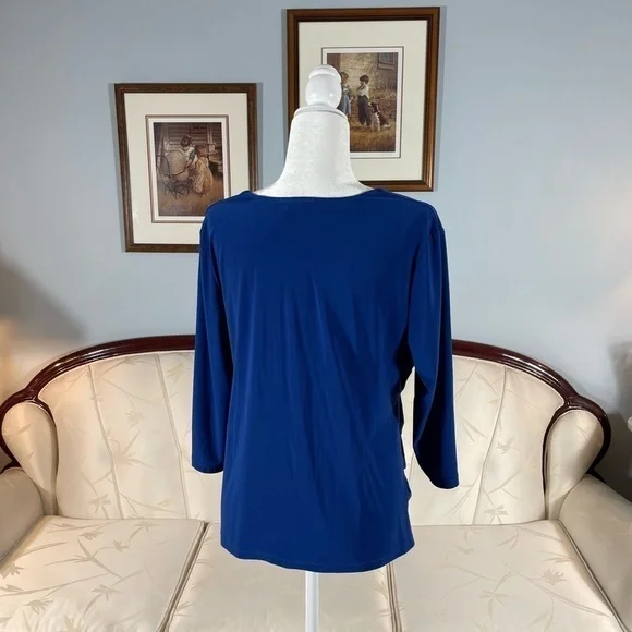 Escalade Blue Ruched Top - Picture 8 of 14